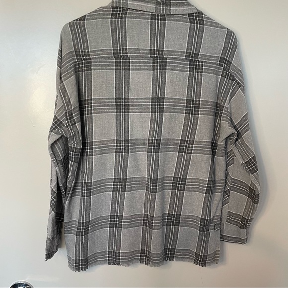 Adriano Goldschmied AG Kids Flannel Button Down Size XL Raw Hem Casual Plaid - Picture 9 of 14
